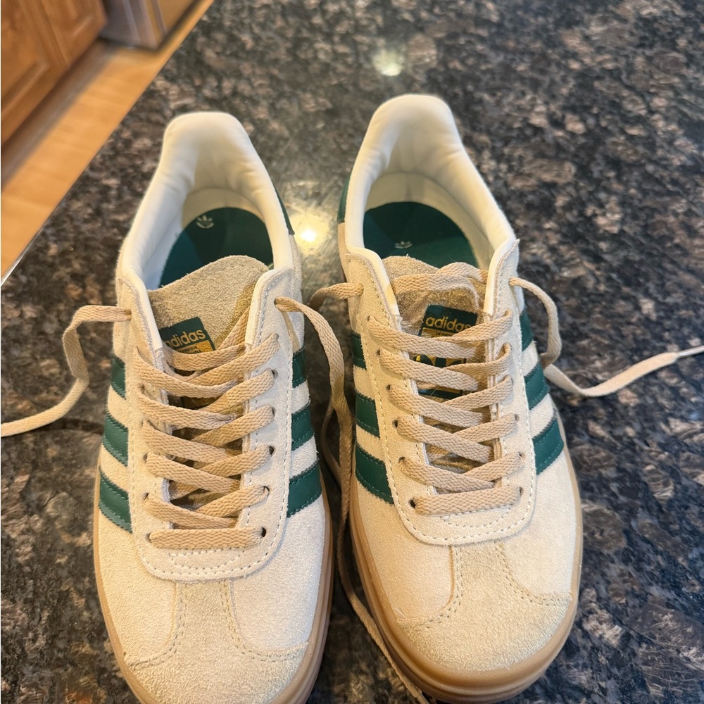 Adidas Gazelle Beige and Teal Casual Sneakers